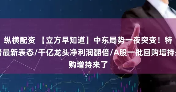纵横配资 【立方早知道】中东局势一夜突变！特朗普最新表态/千亿龙头净利润翻倍/A股一批回购增持来了